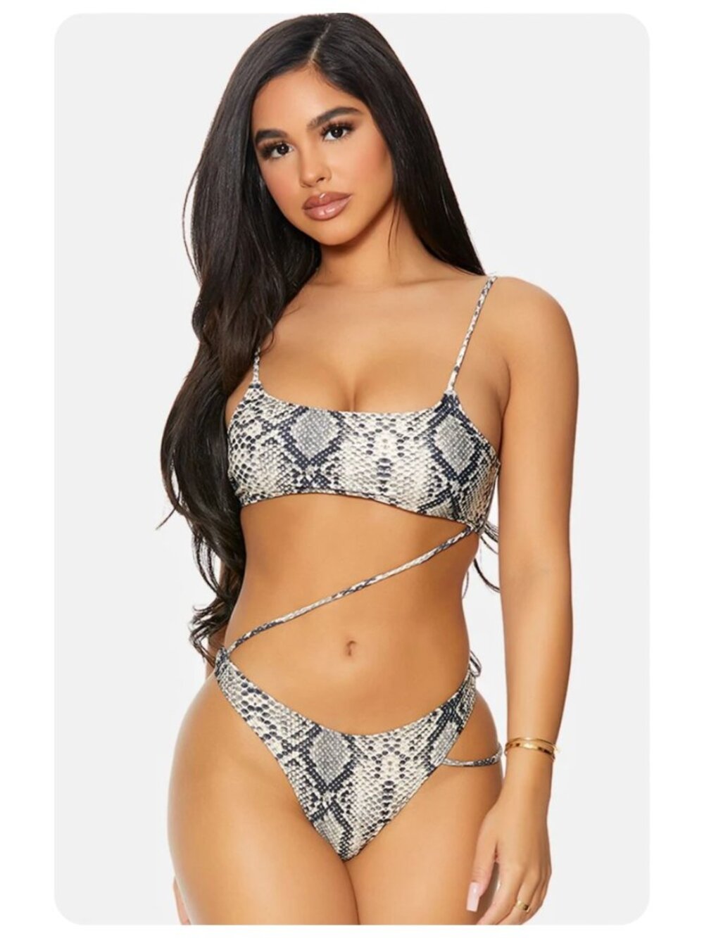 NWOT Forplay Sexy Reptile Print Bonaire Strappy Swimsuit sz XL